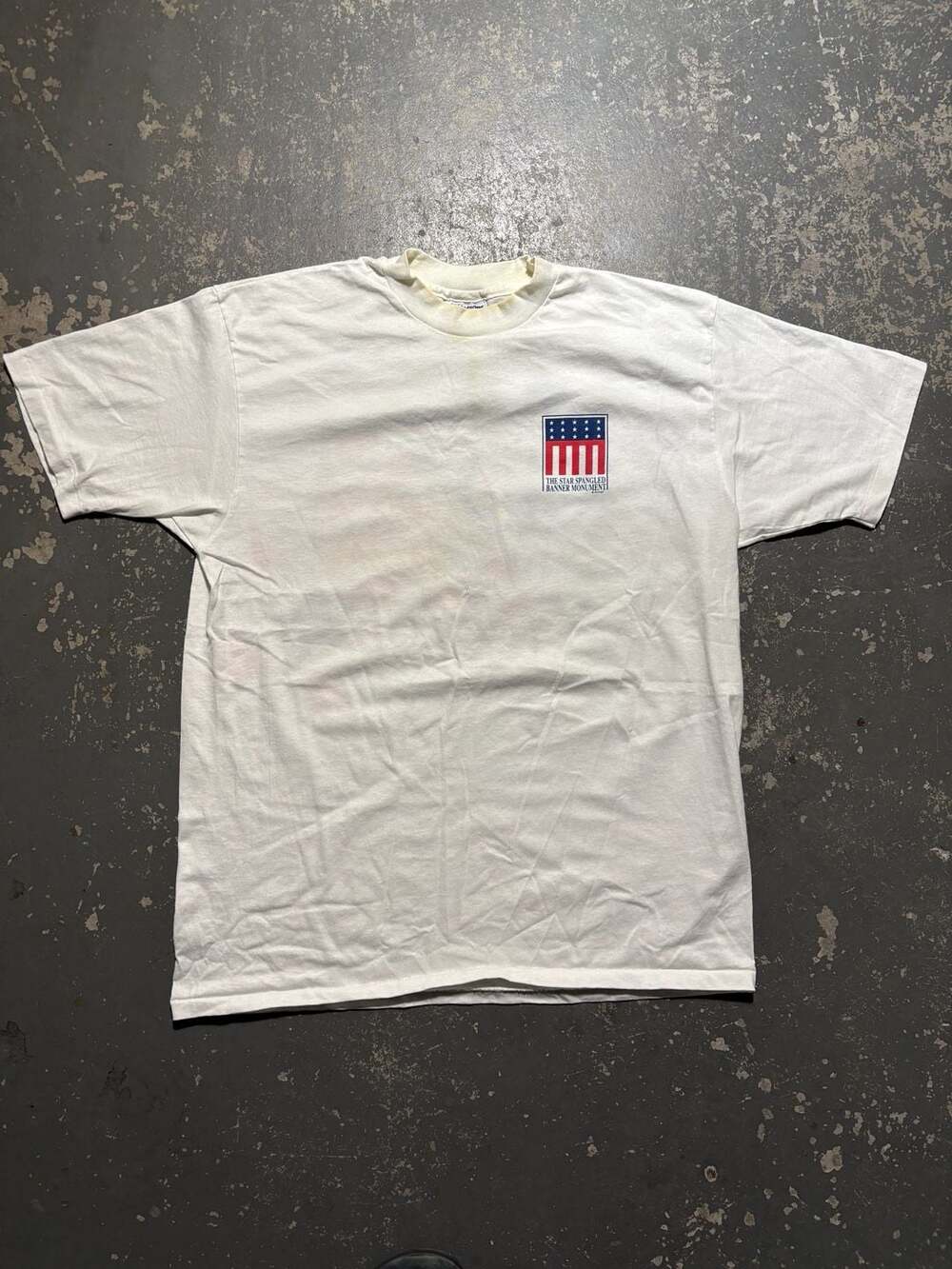 Hanes The Star Spangled Banner Monument T-Shirt Size XL White USA